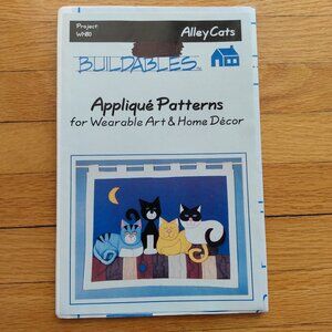 Vintage Cat Quilt Sewing Pattern 44"x34" Wallhanging 15" Pillow Buildables 1980s